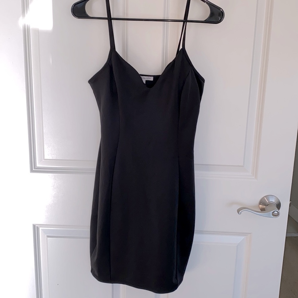 Black fitted mini dress